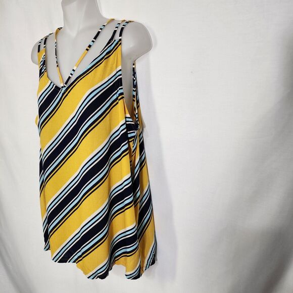 Maurices Womens Tank Top Sz Large Striped Strappy V Neck Sleeveless Lightweight - Picture 4 of 9